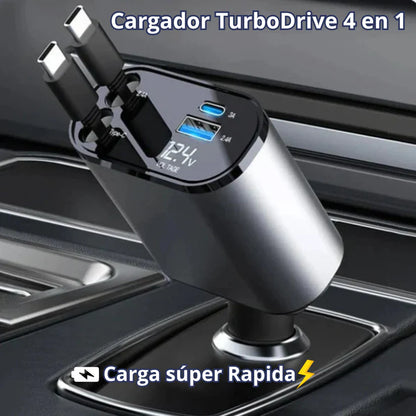 Flexicharge" Cargador Auto 4 en 1 Dual Retractil